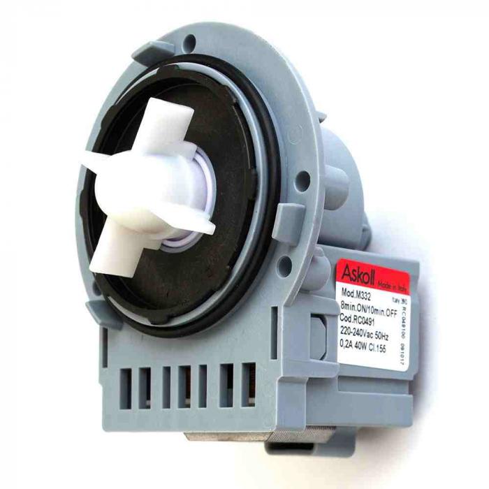 Помпа на 3 винтах, универсальная, выводы назад, раздельно, Askoll 40W, нового образца, обмотка медная, код 144997